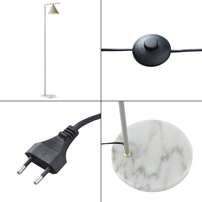 Lampada da Terra Leicester con Paralume Conico e Base in Marmo - Grigio Chiaro lux.pro