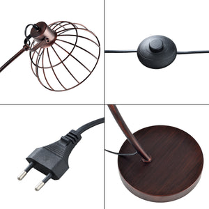 Lampada da Terra 'Portsmouth' con Stelo ad Arco e Paralume a Gabbia in Stile Industriale - Effetto Ruggine [lux.pro]