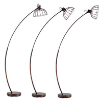 Lampada da Terra 'Portsmouth' con Stelo ad Arco e Paralume a Gabbia in Stile Industriale - Effetto Ruggine [lux.pro]