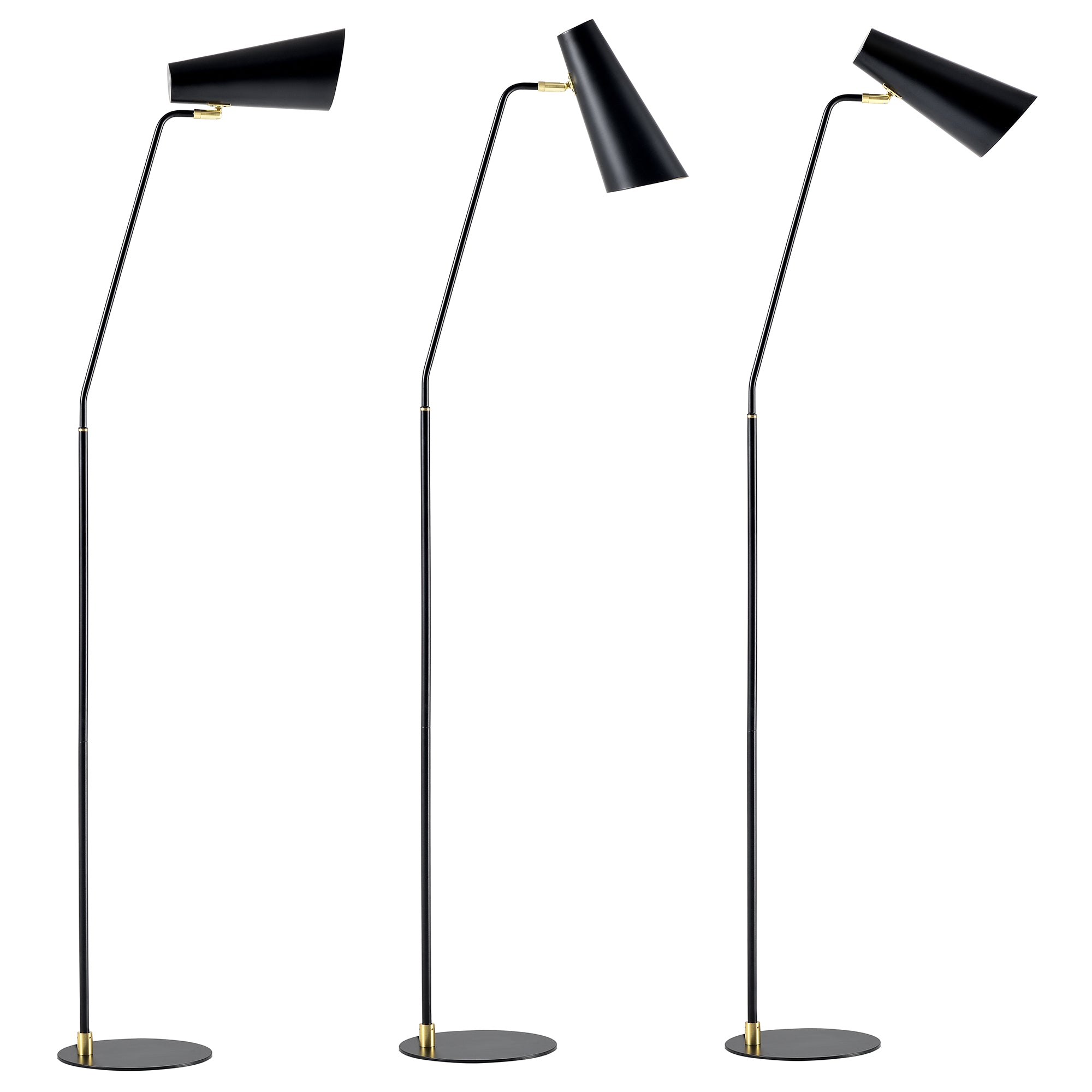 Lampada da Terra 'Norwich' Piantana in Metallo con Paralume a Cono Girevole - Nero [lux.pro]