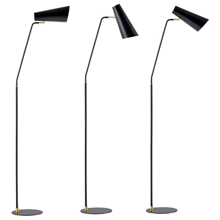 Lampada da Terra 'Norwich' Piantana in Metallo con Paralume a Cono Girevole - Nero [lux.pro]