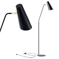 Lampada da Terra 'Norwich' Piantana in Metallo con Paralume a Cono Girevole - Nero [lux.pro]