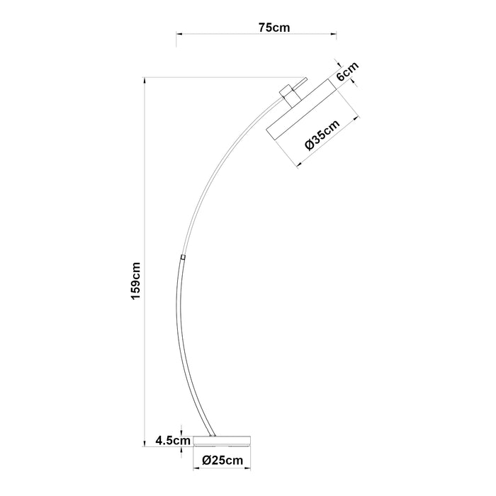 Lampada da Terra Stafford ad Arco Paralume a Cilindro Basso - Grigio - lux.pro