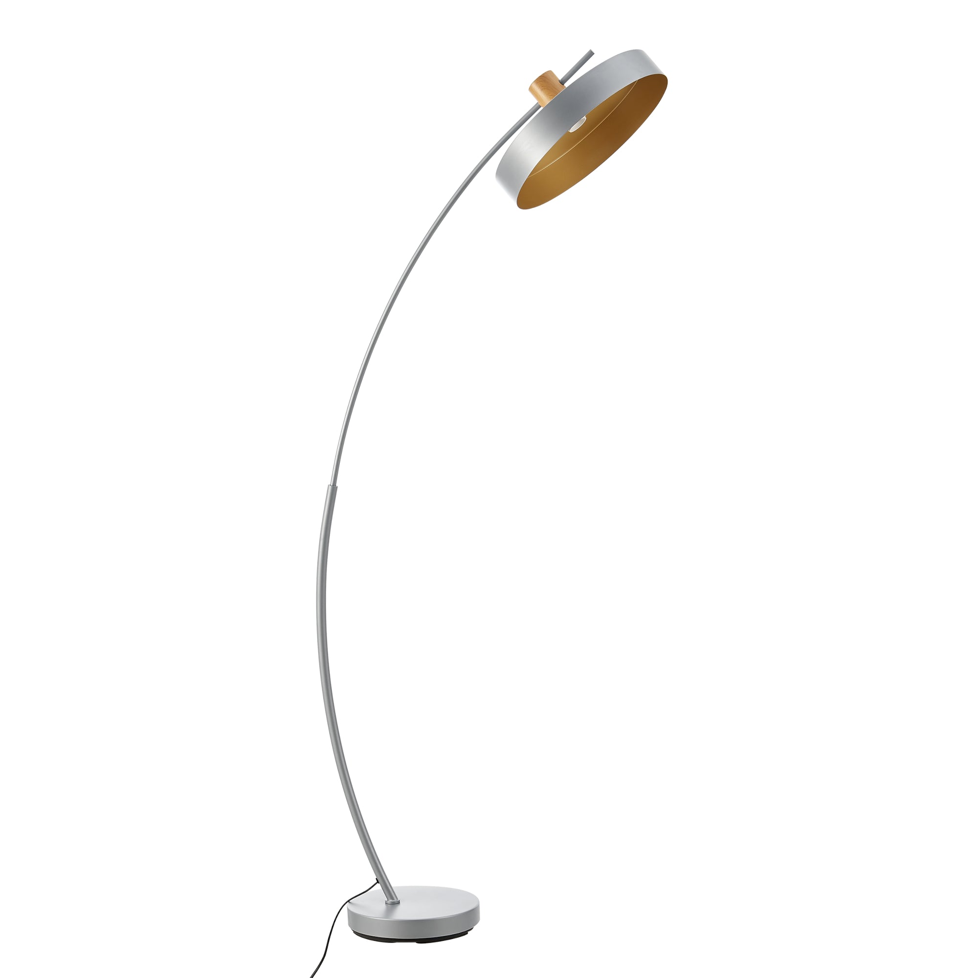 Lampada da Terra Stafford ad Arco Paralume a Cilindro Basso - Grigio - lux.pro