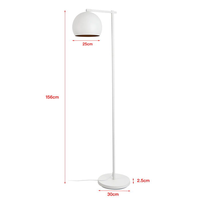 Lampada da Terra Skiptvet Paralume a Mezzo Globo - Bianco - lux.pro