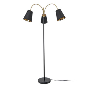 Lampada da Terra Wycombe Bracci Flessibili e 3 Paralumi Conici - Nero / Dorato lux.pro