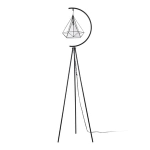 Lampada da Terra Austell Paralume Pendente in Gabbia a Diamante Tripode Nero lux.pro