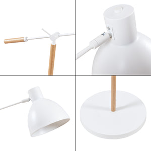 Lampada da Terra Banchory con Paralume a Cono Girevole e Braccio Regolabile - Effetto Legno/Bianco lux.pro
