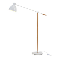 Lampada da Terra Banchory con Paralume a Cono Girevole e Braccio Regolabile - Effetto Legno/Bianco lux.pro