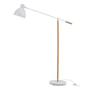 Lampada da Terra Banchory con Paralume a Cono Girevole e Braccio Regolabile - Effetto Legno/Bianco lux.pro