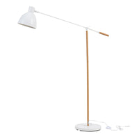 Lampada da Terra Banchory con Paralume a Cono Girevole e Braccio Regolabile - Effetto Legno/Bianco lux.pro