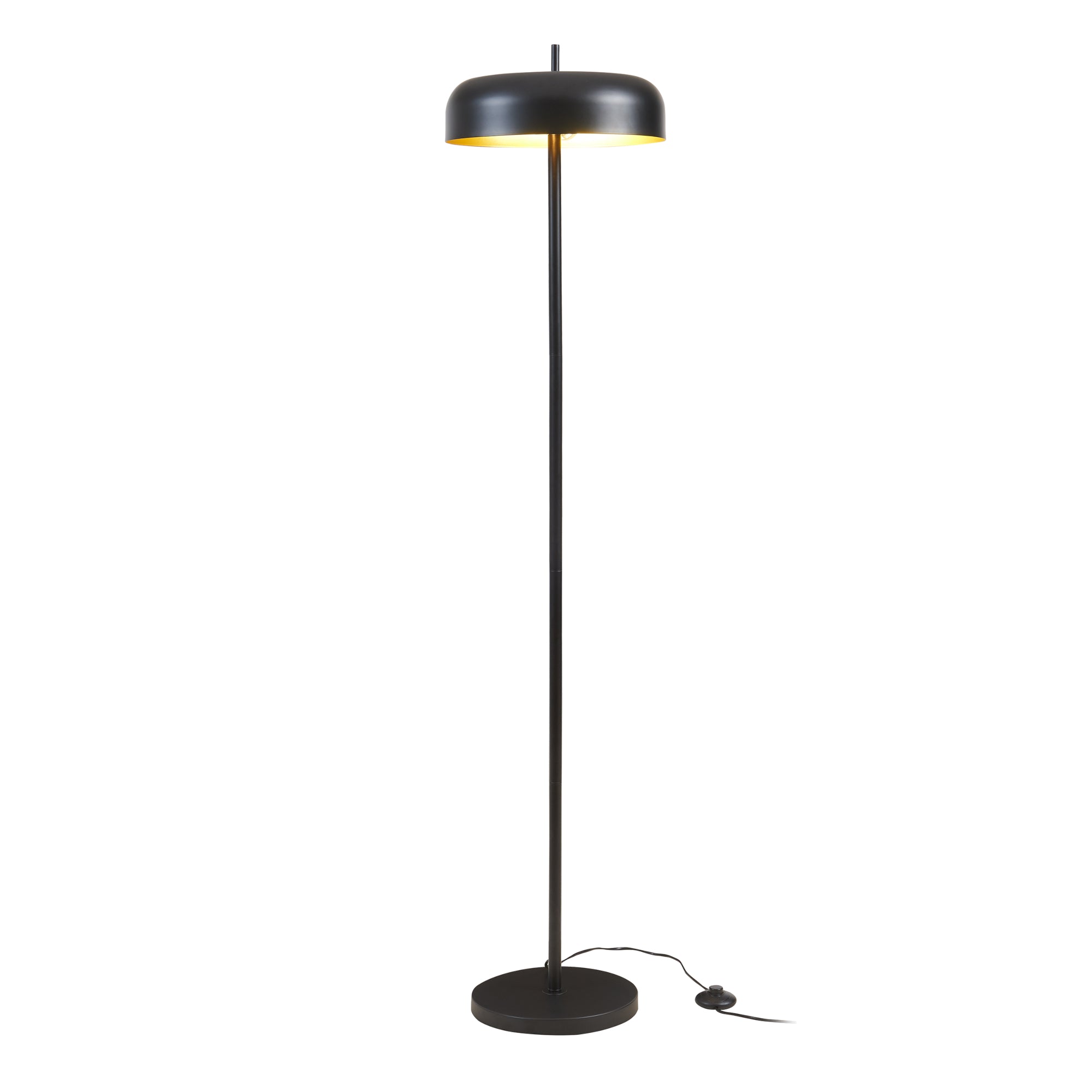 Lampada da Terra Barton con Paralume Tamburo Piatto - Metallo Nero lux.pro
