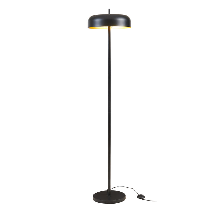 Lampada da Terra Barton con Paralume Tamburo Piatto - Metallo Nero lux.pro
