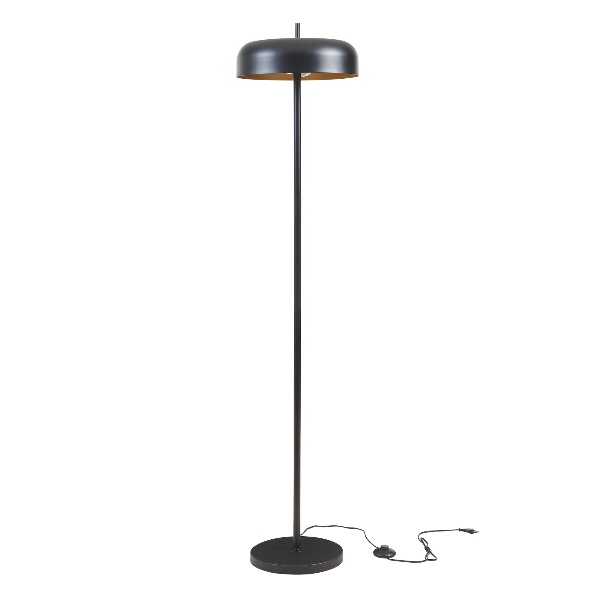 Lampada da Terra Barton con Paralume Tamburo Piatto - Metallo Nero lux.pro
