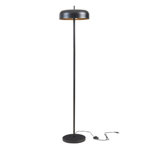Lampada da Terra Barton con Paralume Tamburo Piatto - Metallo Nero lux.pro