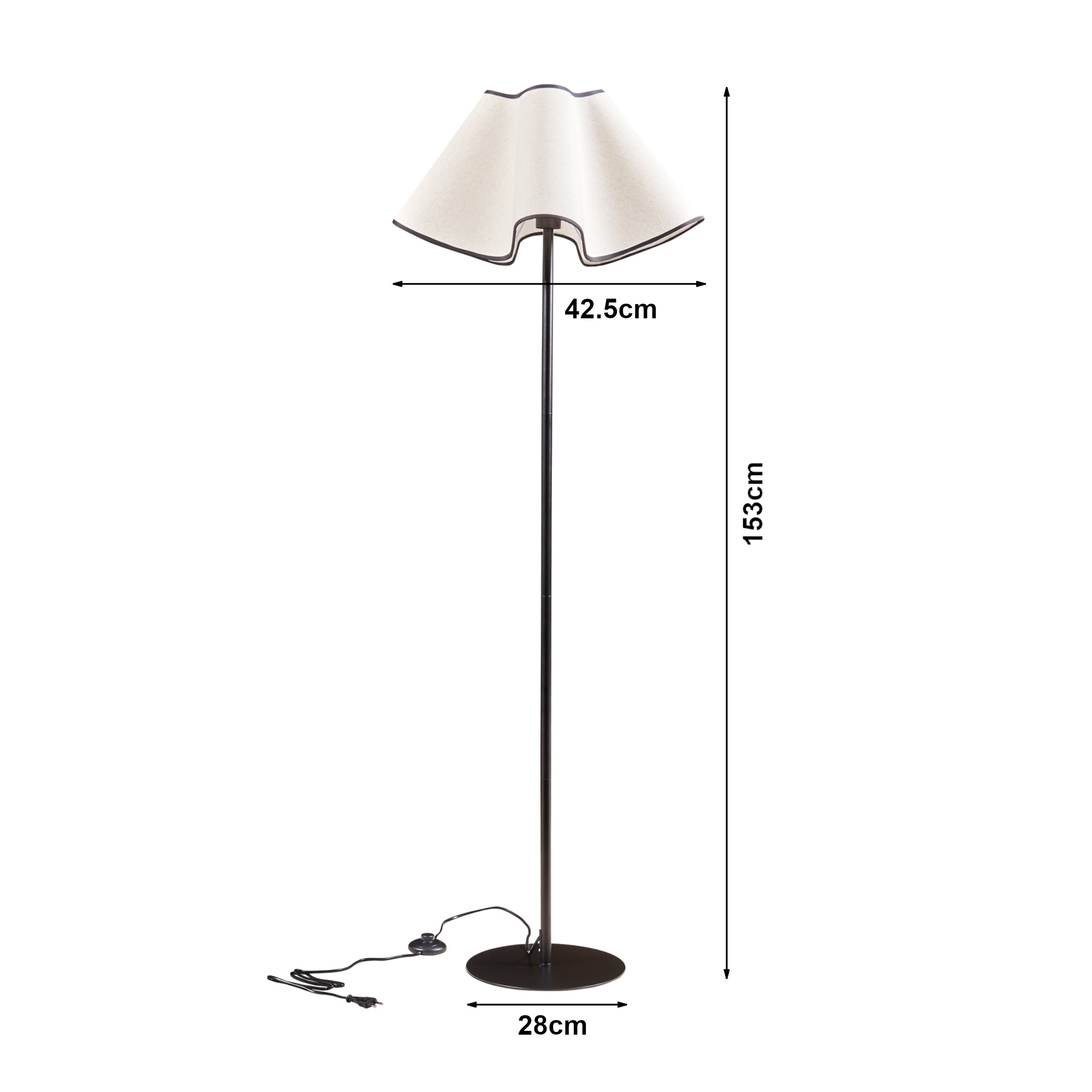 Lampada da Terra Ashton con Paralume a Cono Piantana Alta 153 cm Nero / Bianco lux.pro