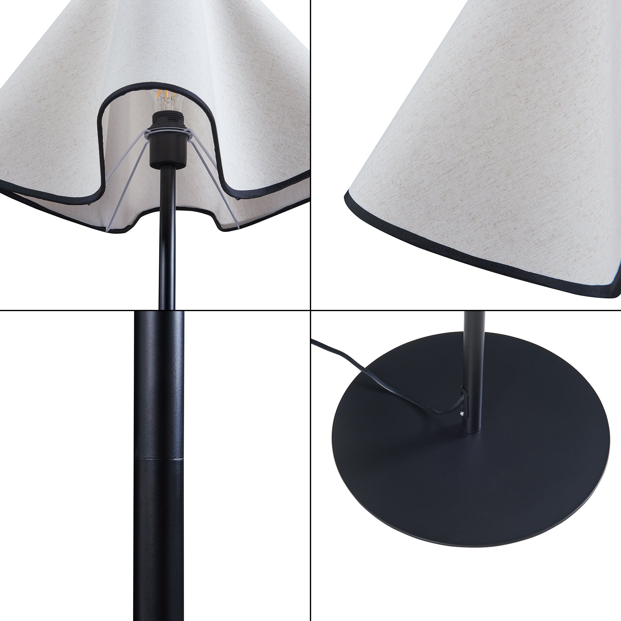 Lampada da Terra Ashton con Paralume a Cono Piantana Alta 153 cm Nero / Bianco lux.pro