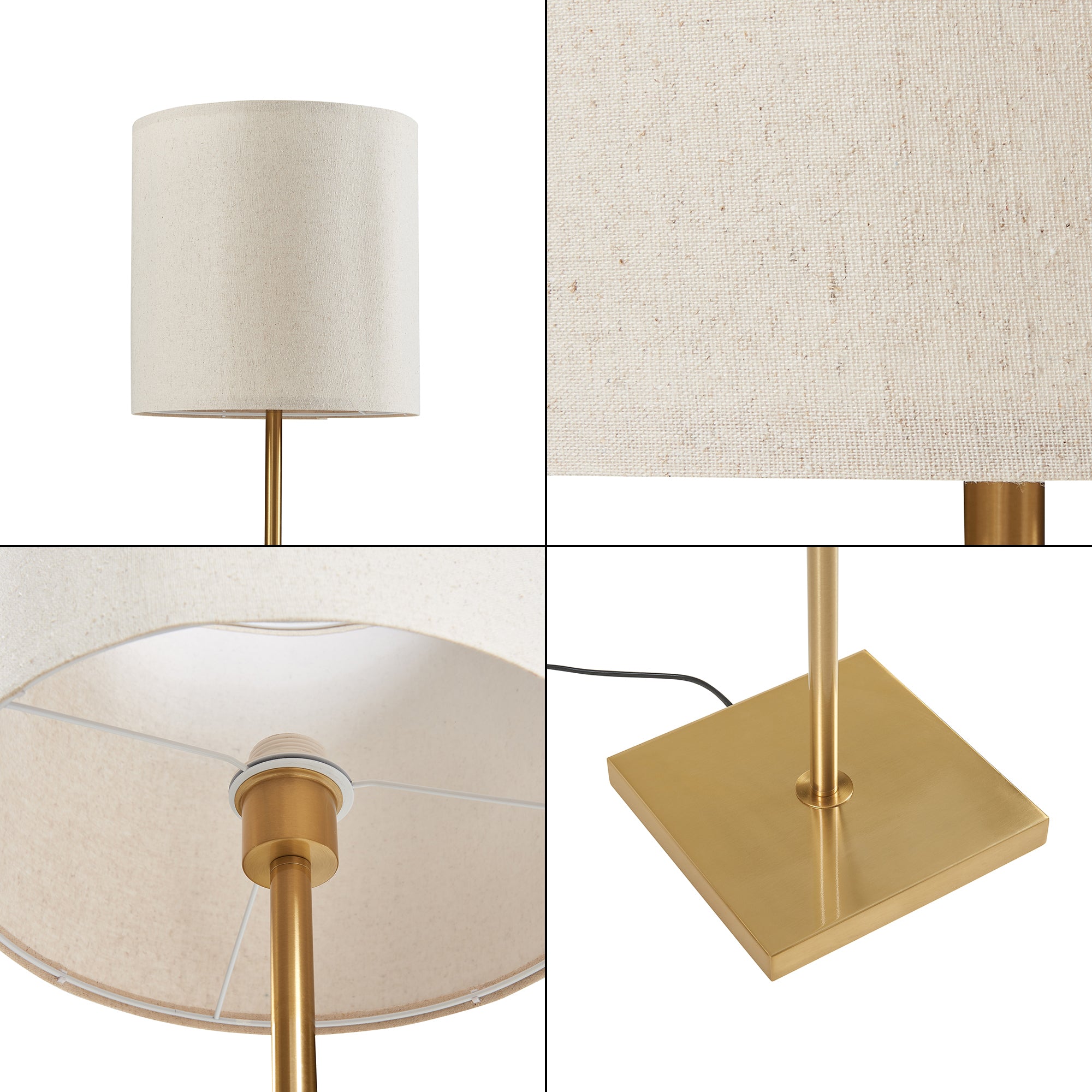 Lampada da Terra Fildholm con Paralume Cilindrico Piantana Alta 157 cm Effetto Ottone / color Lino lux.pro