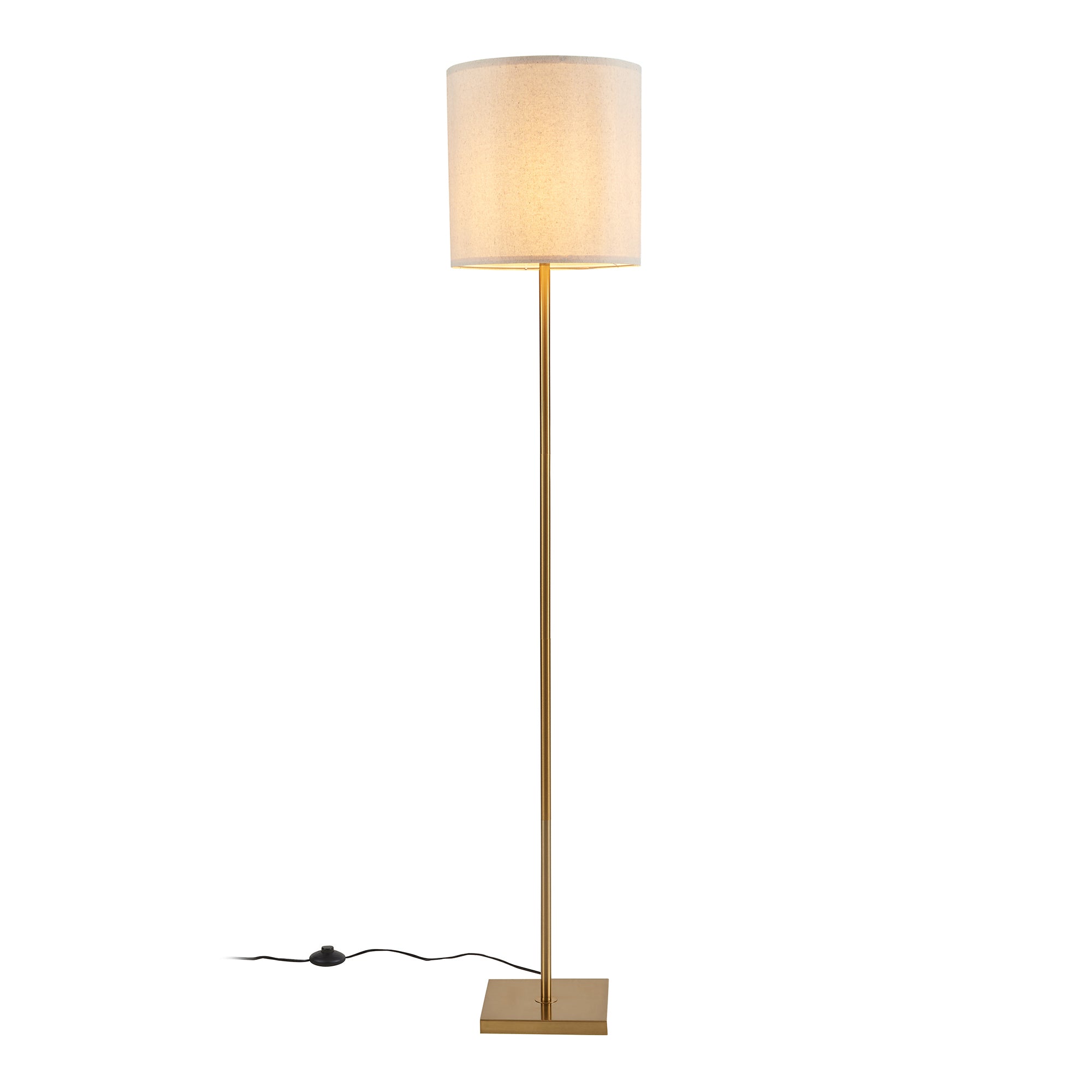 Lampada da Terra Fildholm con Paralume Cilindrico Piantana Alta 157 cm Effetto Ottone / color Lino lux.pro