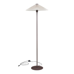 Lampada da Terra Appledore con Stelo Marrone e Paralume a Cono Piatto Pieghettato Bianco lux.pro
