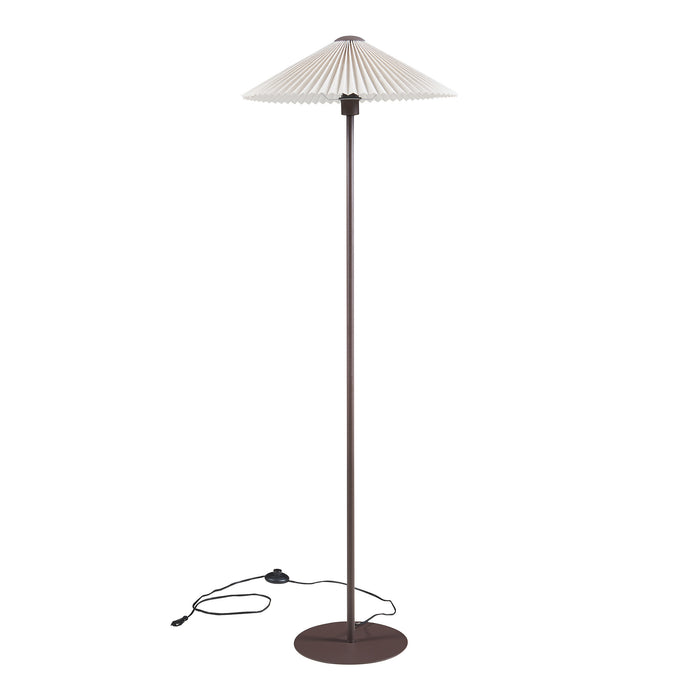 Lampada da Terra Appledore con Stelo Marrone e Paralume a Cono Piatto Pieghettato Bianco lux.pro