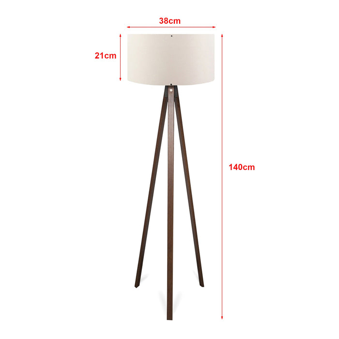 Piantana lampada lampada altezza 140 cm E27 effetto legno/crema 03_0007291