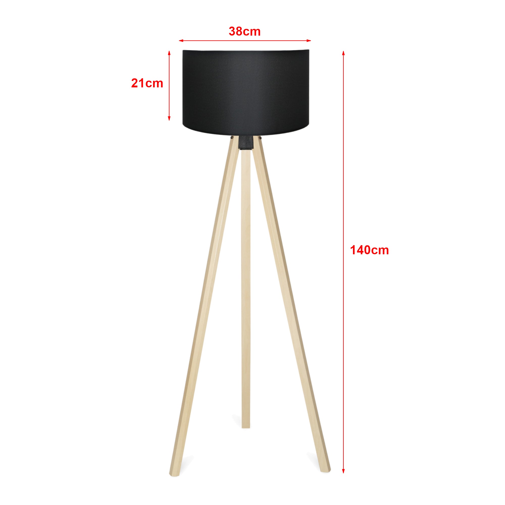Lampada da Terra a Treppiede Newport Alta 140 cm Paralume Cilindrico - Nero lux.pro