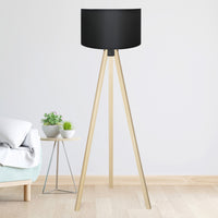 Lampada da Terra a Treppiede Newport Alta 140 cm Paralume Cilindrico - Nero lux.pro
