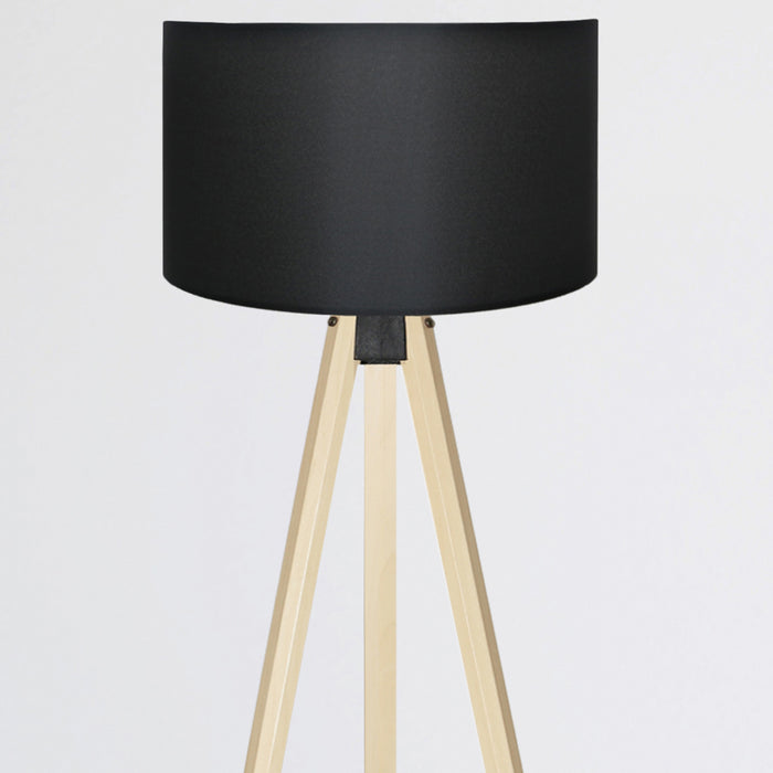 Lampada da Terra a Treppiede Newport Alta 140 cm Paralume Cilindrico - Nero lux.pro