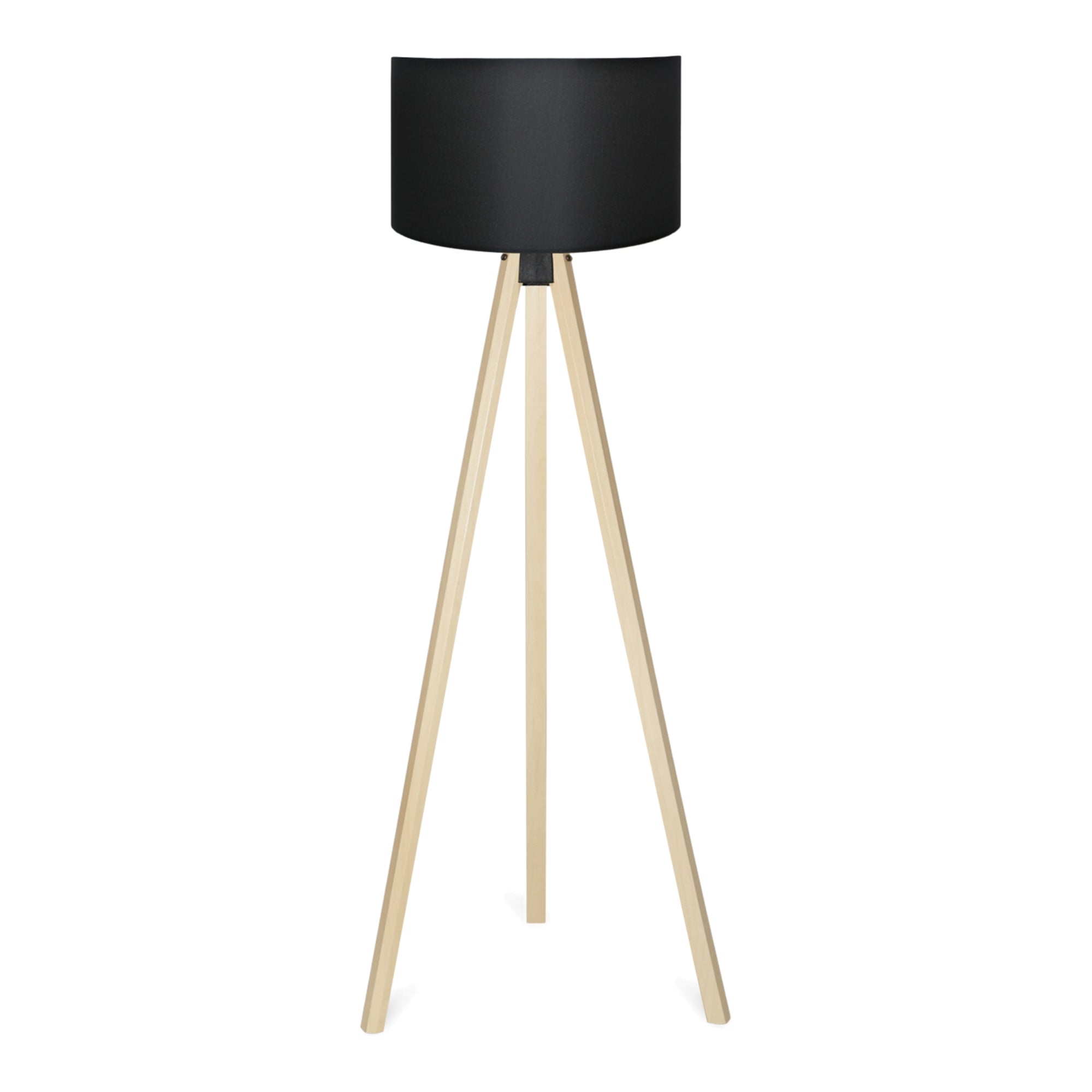 Lampada da Terra a Treppiede Newport Alta 140 cm Paralume Cilindrico - Nero lux.pro