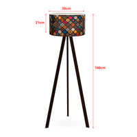 Lampada da Terra a Treppiede Newport Alta 140 cm Paralume Cilindrico - Multicolore lux.pro