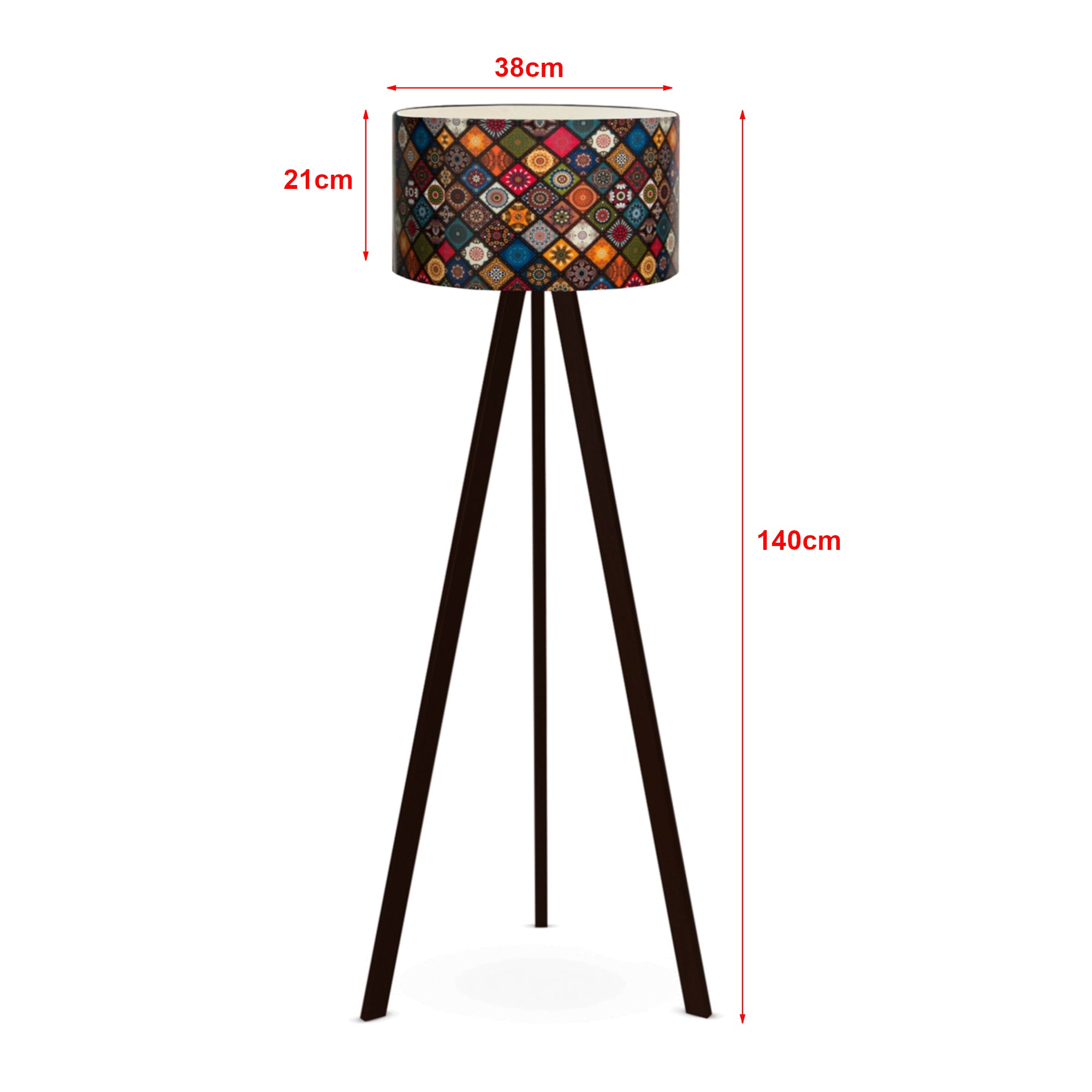 Lampada da Terra a Treppiede Newport Alta 140 cm Paralume Cilindrico - Multicolore lux.pro