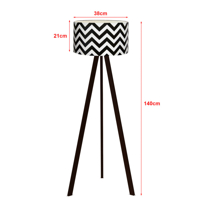 Lampada da Terra a Treppiede Newport Alta 140 cm Paralume Cilindrico - Bianco / Nero lux.pro