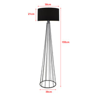 Lampada da Terra 'Neath' Altezza 155 cm - Piantana con Paralume Cilindrico in Tessuto Lampada a Stelo in Metallo -