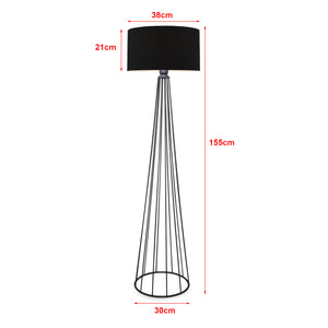 Lampada da Terra 'Neath' Altezza 155 cm - Piantana con Paralume Cilindrico in Tessuto Lampada a Stelo in Metallo -