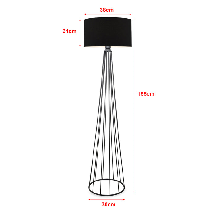 Lampada da Terra 'Neath' Altezza 155 cm - Piantana con Paralume Cilindrico in Tessuto Lampada a Stelo in Metallo -