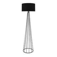 Lampada da Terra 'Neath' Altezza 155 cm - Piantana con Paralume Cilindrico in Tessuto Lampada a Stelo in Metallo -