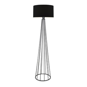 Lampada da Terra 'Neath' Altezza 155 cm - Piantana con Paralume Cilindrico in Tessuto Lampada a Stelo in Metallo -