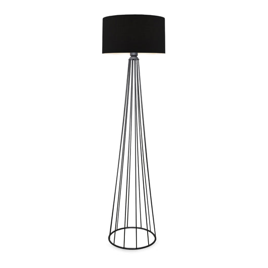 Lampada da Terra 'Neath' Altezza 155 cm - Piantana con Paralume Cilindrico in Tessuto Lampada a Stelo in Metallo -