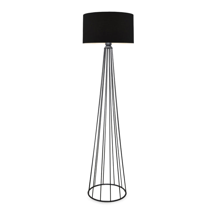 Lampada da Terra 'Neath' Altezza 155 cm - Piantana con Paralume Cilindrico in Tessuto Lampada a Stelo in Metallo -