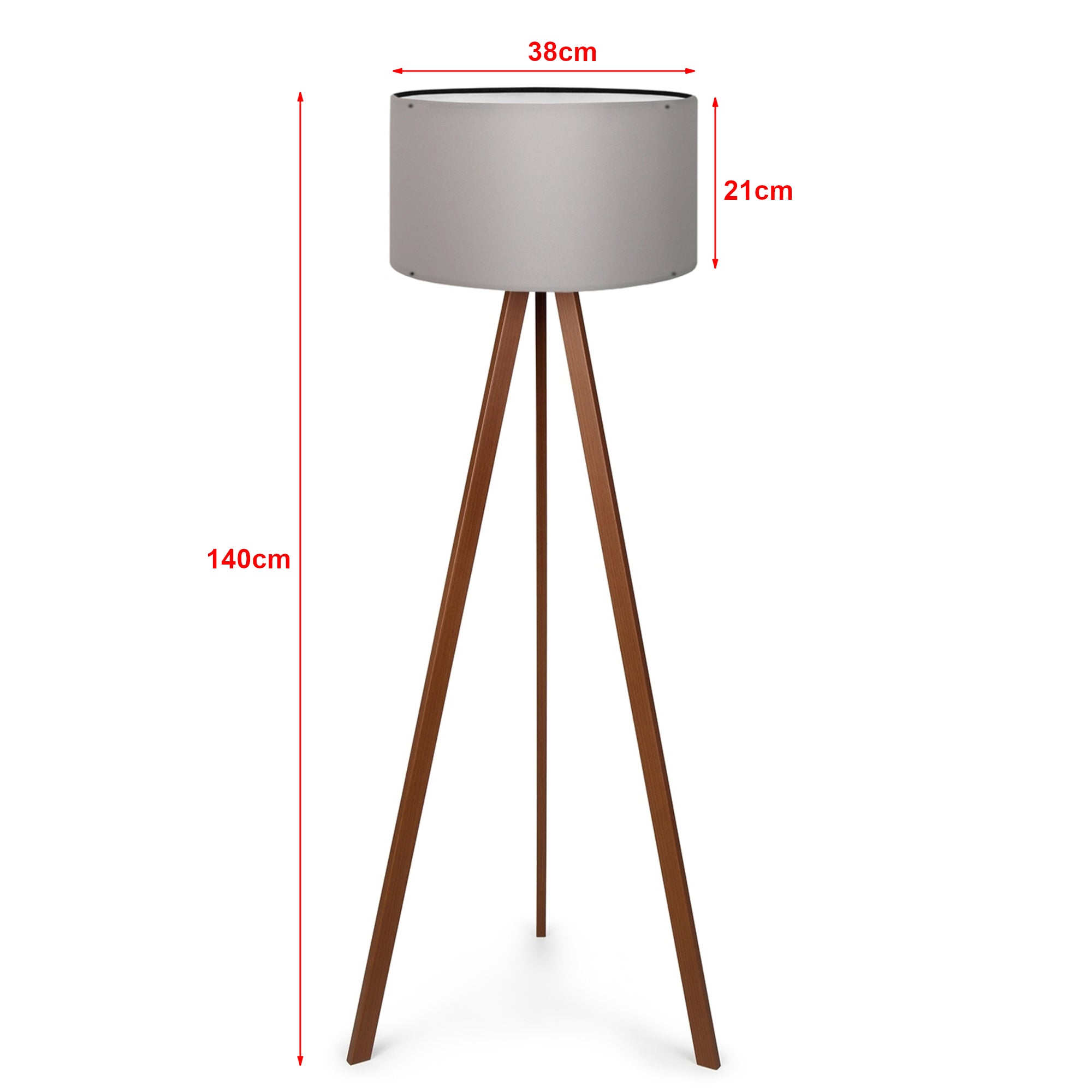 Lampada da Terra a Treppiede Newport Alta 140 cm Paralume Cilindrico - Grigio lux.pro