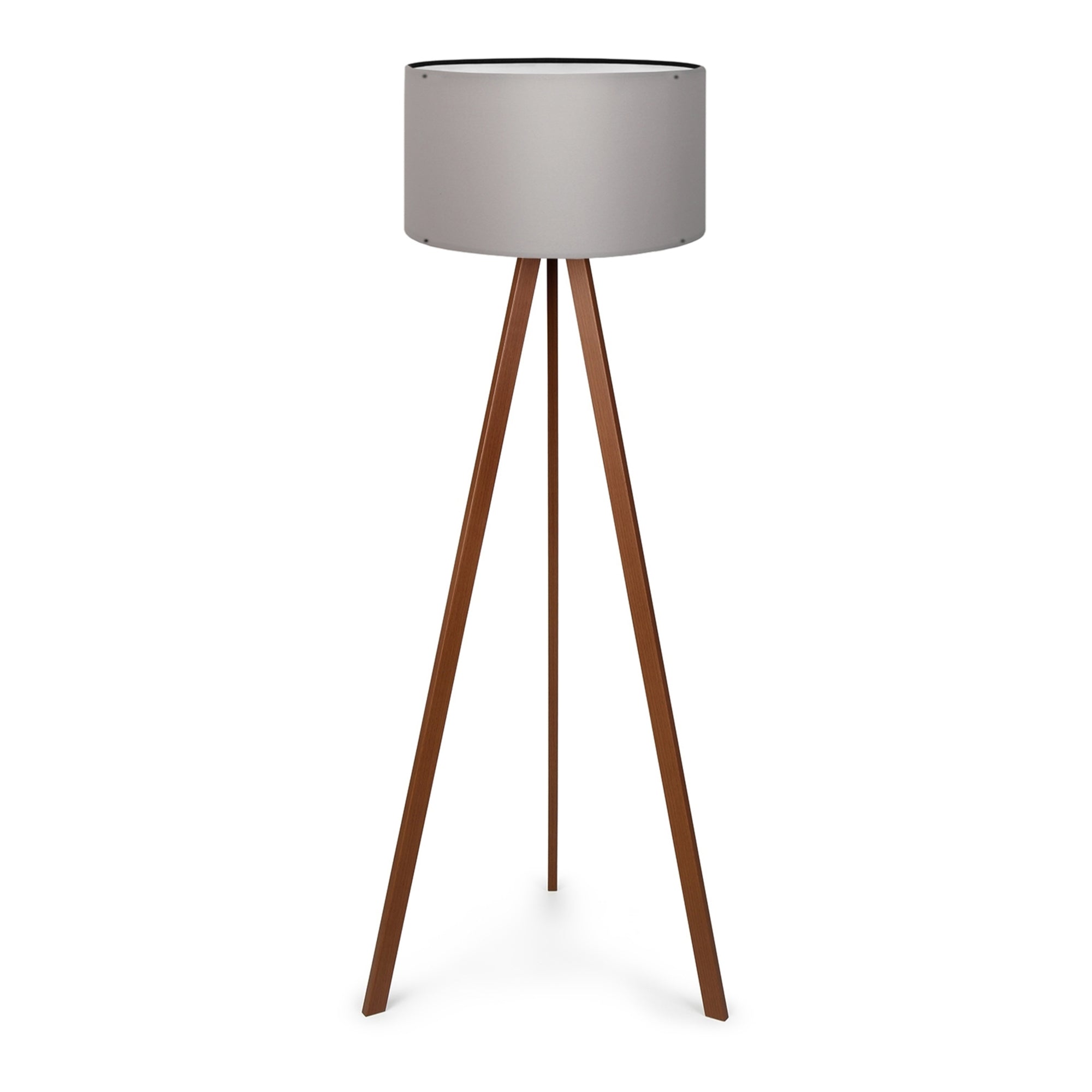 Lampada da Terra a Treppiede Newport Alta 140 cm Paralume Cilindrico - Grigio lux.pro