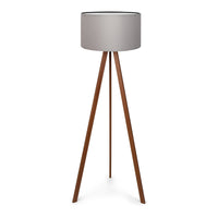 Lampada da Terra a Treppiede Newport Alta 140 cm Paralume Cilindrico - Grigio lux.pro