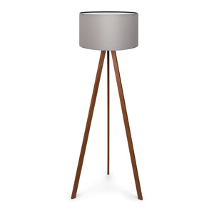 Lampada da Terra a Treppiede Newport Alta 140 cm Paralume Cilindrico - Grigio lux.pro