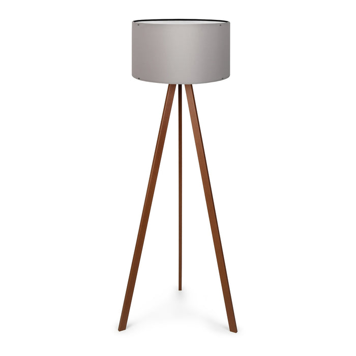 Lampada da Terra a Treppiede Newport Alta 140 cm Paralume Cilindrico - Grigio lux.pro
