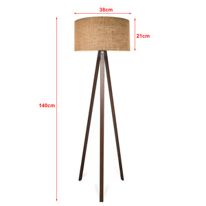 Lampada da Terra a Treppiede Newport Alta 140 cm Paralume Cilindrico - Marrone lux.pro