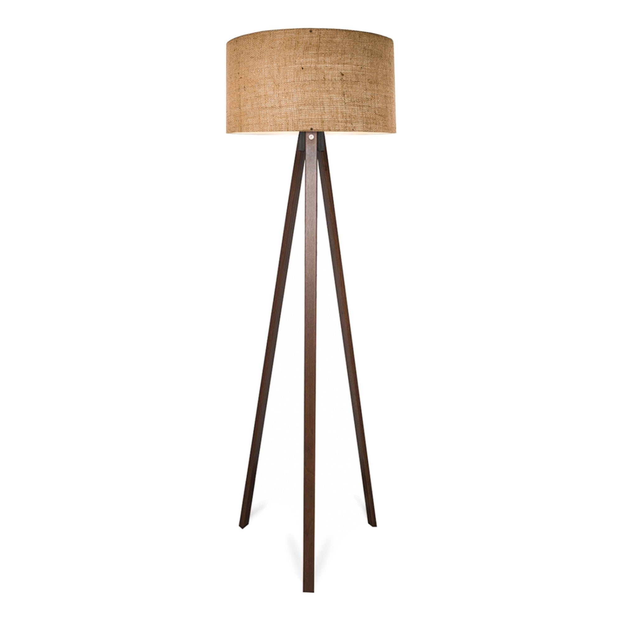 Lampada da Terra a Treppiede Newport Alta 140 cm Paralume Cilindrico - Marrone lux.pro