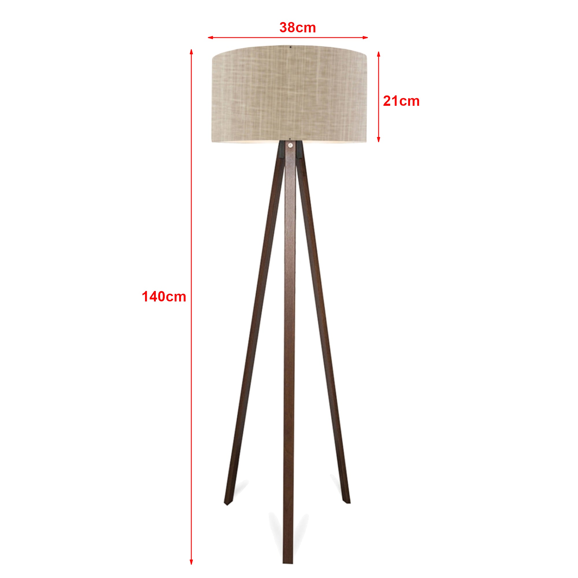 Lampada da Terra a Treppiede Newport Alta 140 cm Paralume Cilindrico - Marrone chiaro lux.pro