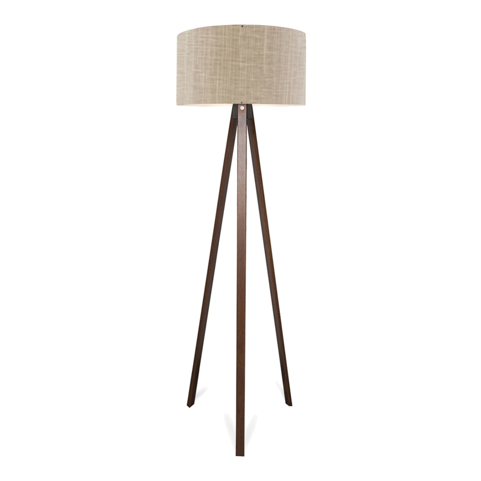 Lampada da Terra a Treppiede Newport Alta 140 cm Paralume Cilindrico - Marrone chiaro lux.pro