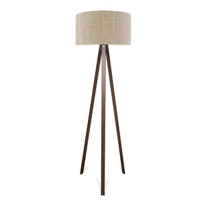 Lampada da Terra a Treppiede Newport Alta 140 cm Paralume Cilindrico - Marrone chiaro lux.pro